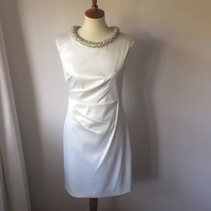 White dress with beaded collar